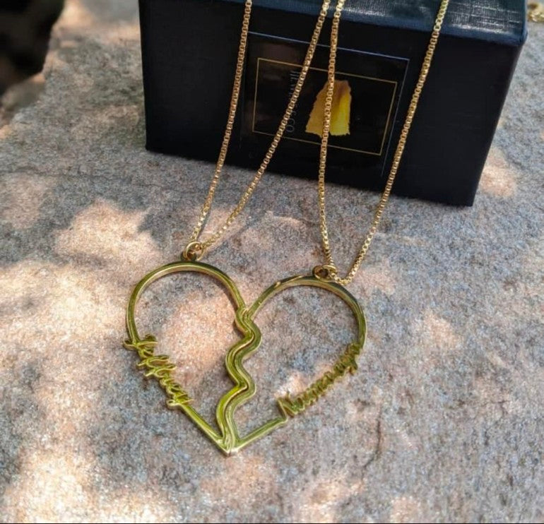 Double Heart Necklace for Couples and Siblings #2  (Takes 30-40 days)