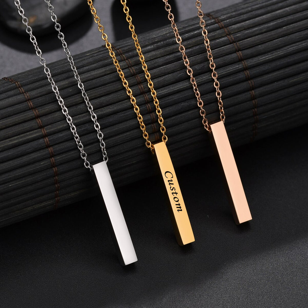Four Side Bar Engraved Necklace(Takes 1-5 Days)